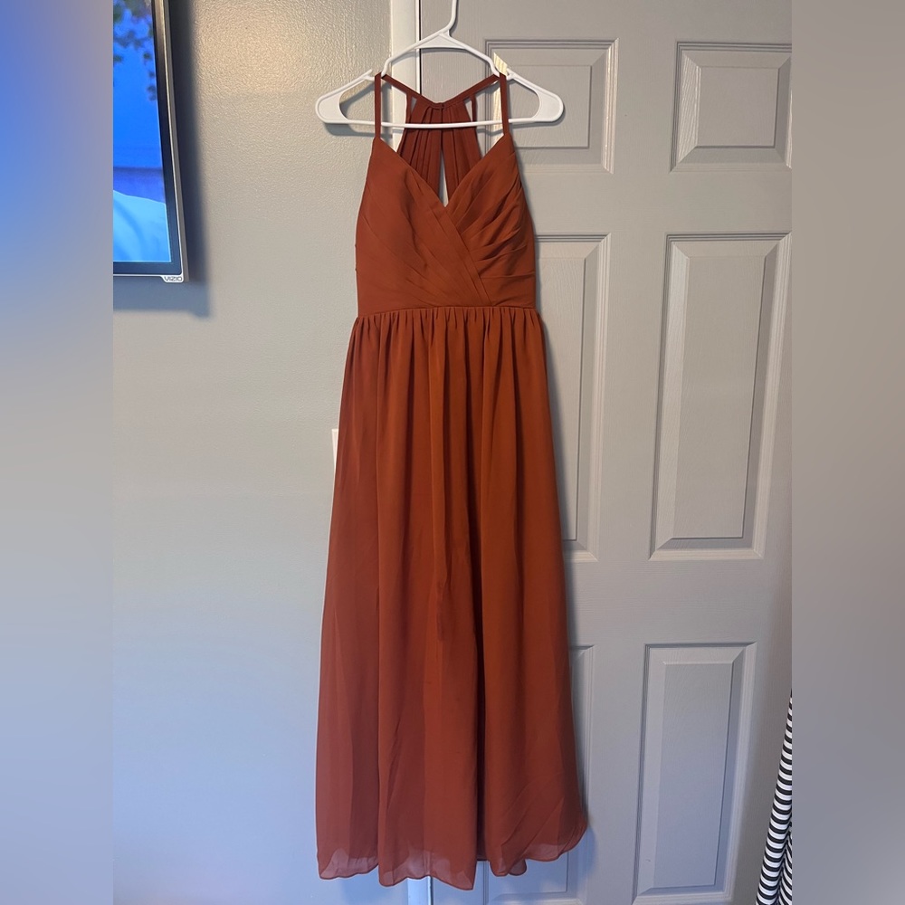 Burnt orange bridesmaid dress